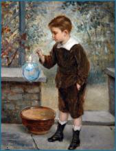 Boys play with soap bubbles by Albert Roosenboom