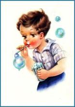 Boys play with soap bubbles