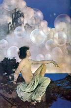 Boys play with soap bubbles by Maxfield Parrish